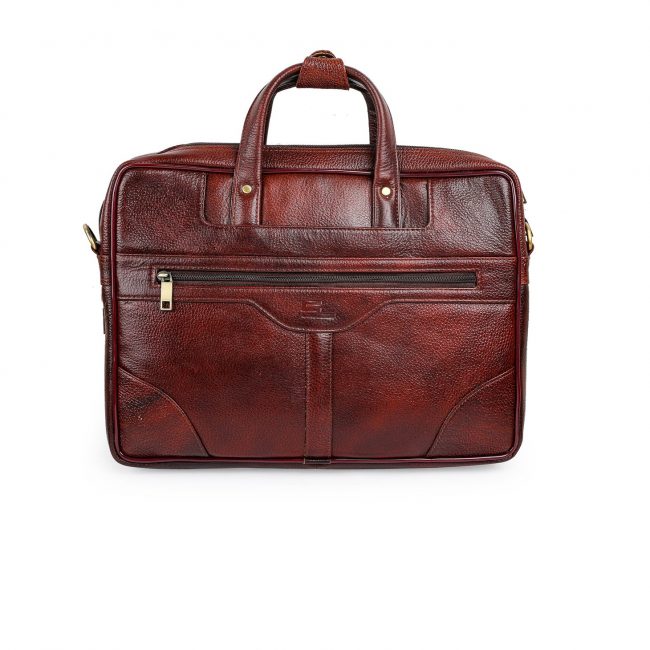 Leather Laptop Portfolio Bag - Brown